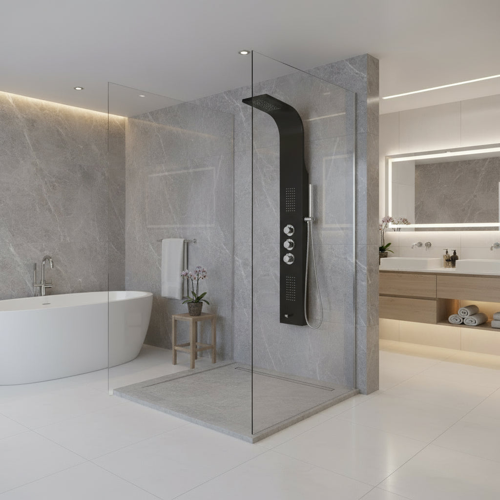 SaniSupreme massage douchepaneel Creavit Aloni 160x20x7 cm Zwart Sanisupreme