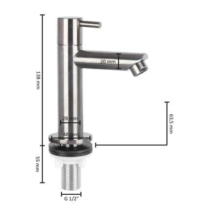 SaniSupreme mat chroom kraan/fonteinkraan toilet rechte uitloop