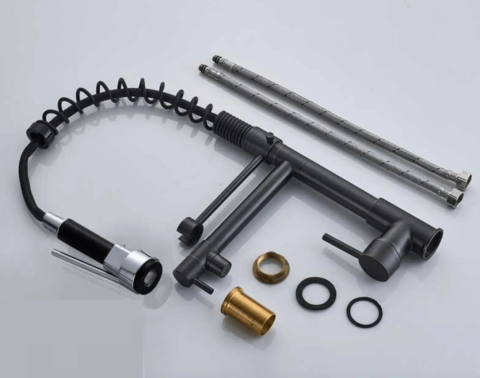 SaniSupreme Milan Keukenkraan met Sproeikop veer en extra uitloop mat zwart