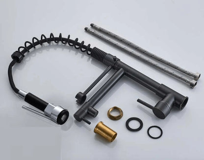 SaniSupreme Milan Keukenkraan met Sproeikop veer en extra uitloop mat zwart