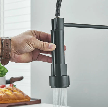 SaniSupreme Milan Keukenkraan met Sproeikop veer en extra uitloop mat zwart