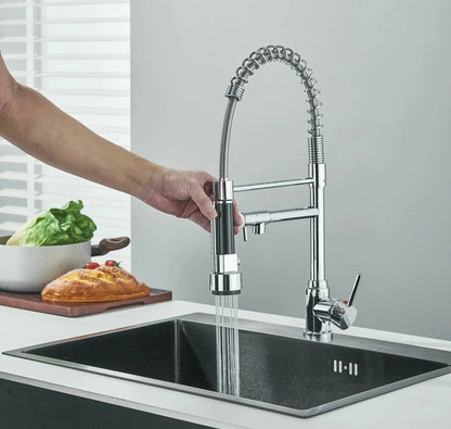 SaniSupreme Milan Pro Keukenkraan met Sproeikop veer en extra uitloop chroom glans
