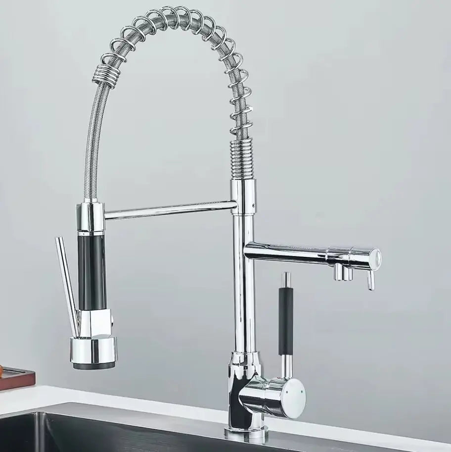 SaniSupreme Milan Pro Keukenkraan met Sproeikop veer en extra uitloop chroom glans