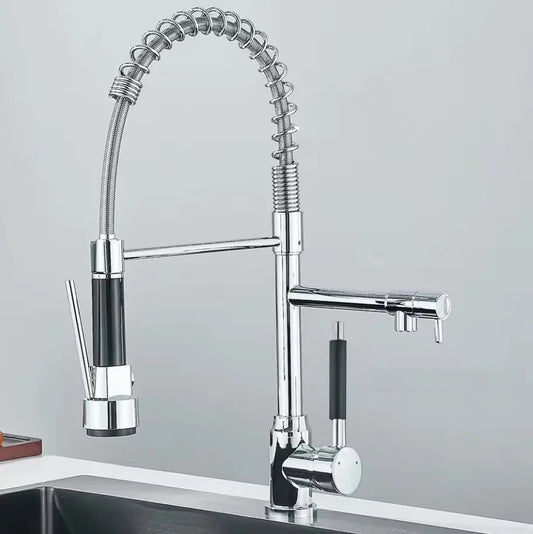 SaniSupreme Milan Pro Keukenkraan met Sproeikop veer en extra uitloop chroom glans
