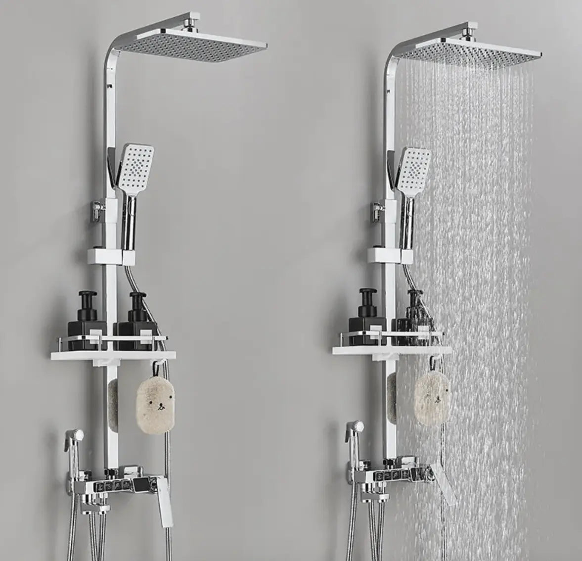 SaniSupreme Missouri LCD Thermostatisch opbouw doucheset 19 x 29 cm. regendouche chroom glans vierkant