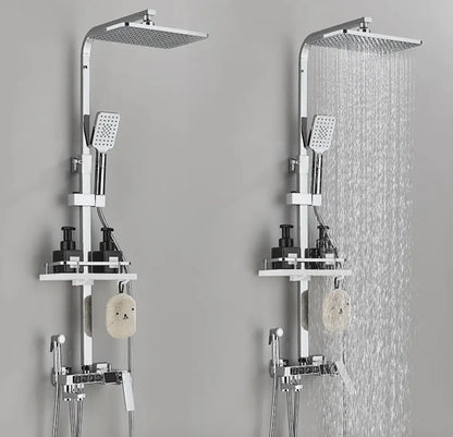 SaniSupreme Missouri LCD Thermostatisch opbouw doucheset 19 x 29 cm. regendouche chroom glans vierkant