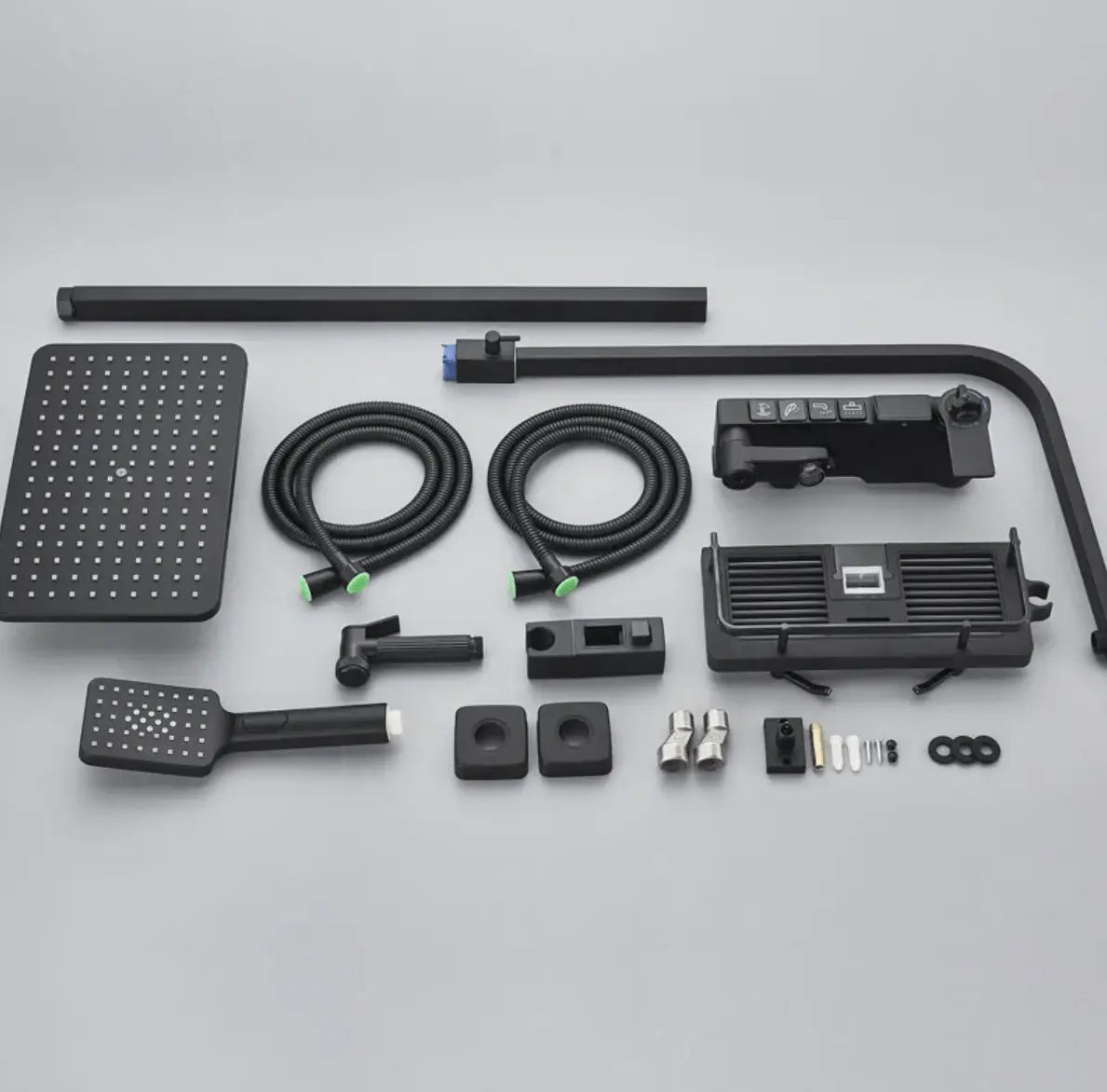 SaniSupreme Missouri LCD Thermostatisch opbouw doucheset 19 x 29 cm. regendouche mat zwart vierkant