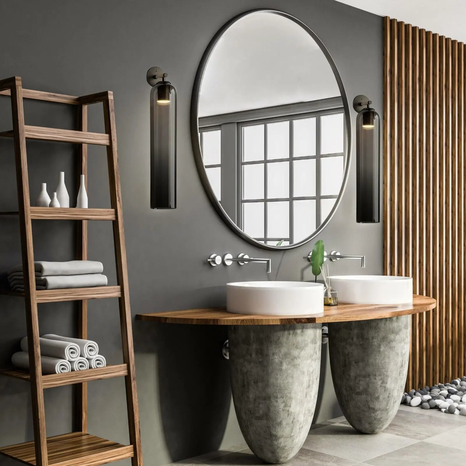 Sanisupreme Moderne Glazen Badkamer Wandlamp Rookglas Grijs