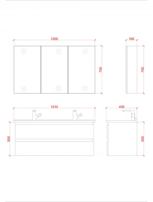 SaniSupreme® Monaco Badmeubel 120 mat antraciet grijs keramische dubbele wastafel wit