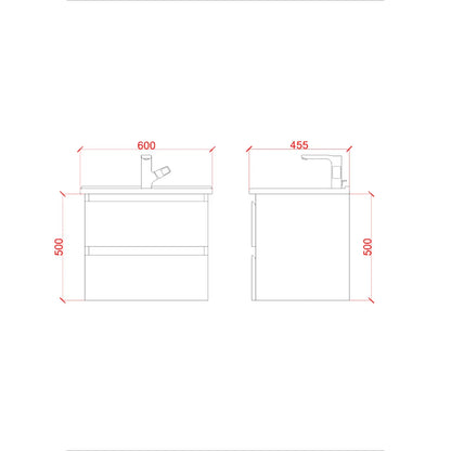 SaniSupreme® Monaco Badmeubel 60 licht eiken keramische wastafel wit