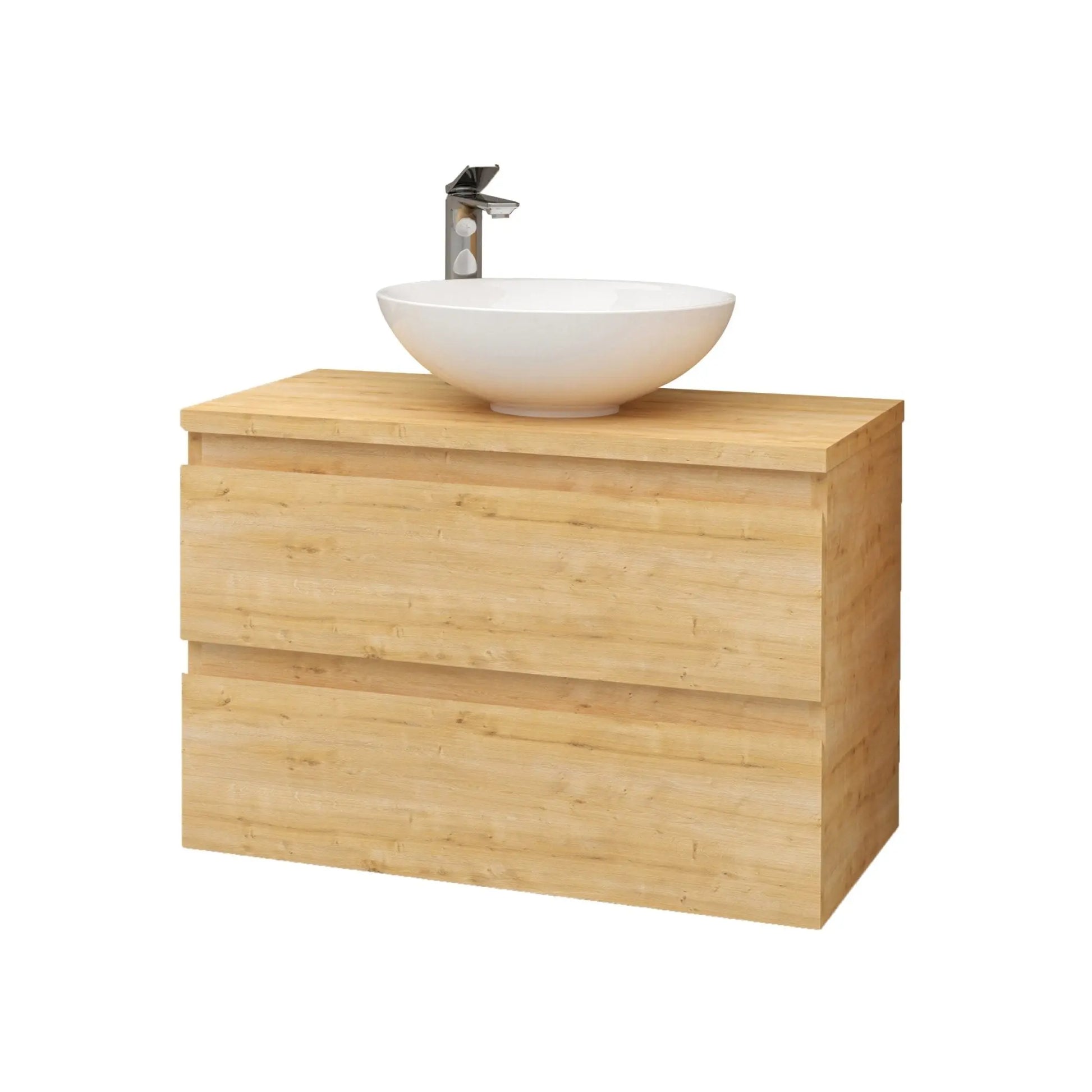 SaniSupreme® Monaco Badmeubel 60 licht eiken keramische wastafel wit