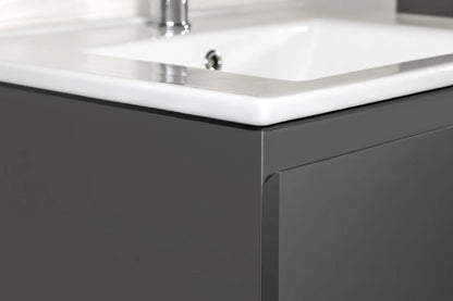 SaniSupreme® Monaco Badmeubel 80 mat antraciet grijs keramische wastafel wit