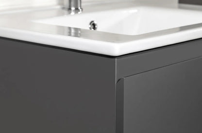 SaniSupreme® Monaco Badmeubel Onderkast 60 cm mat Grijs incl. Keramische wastafel