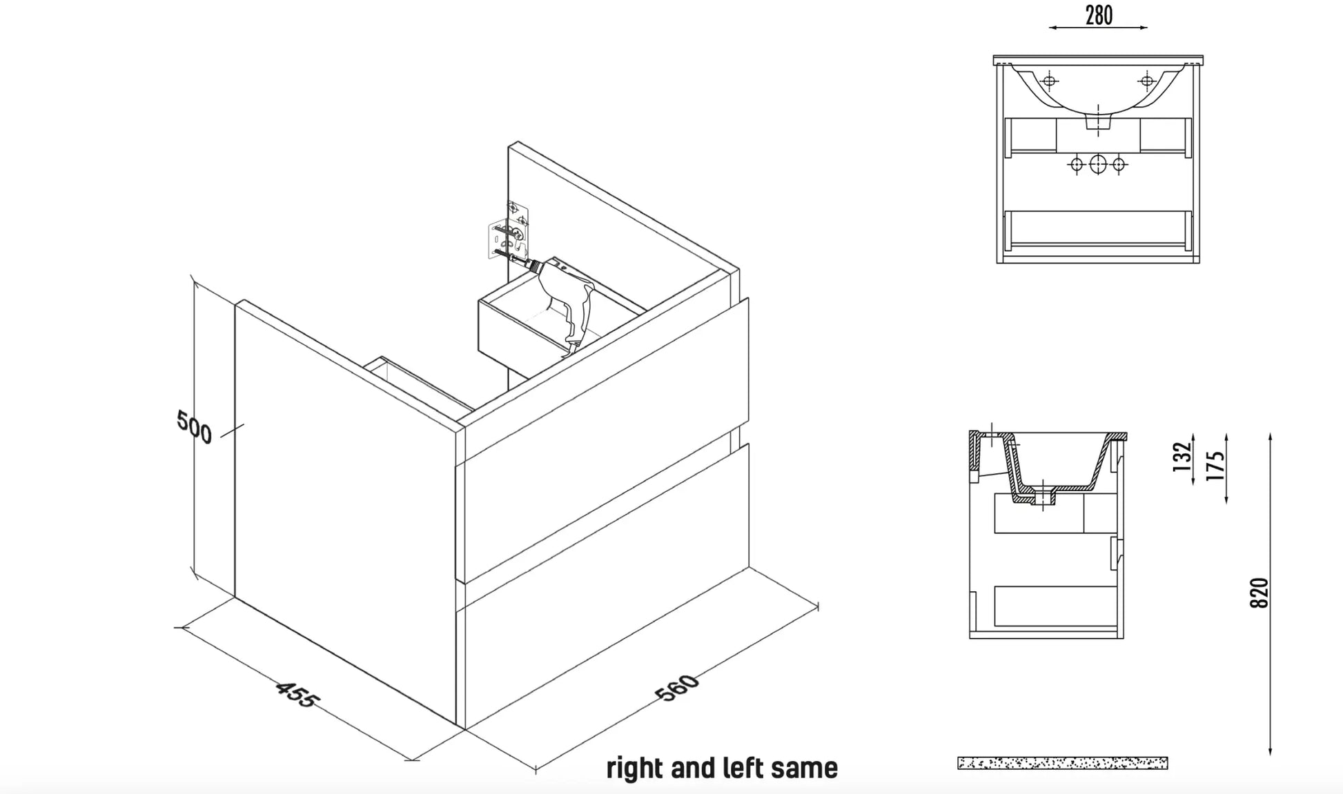 SaniSupreme® Monaco Badmeubel Onderkast 60 cm mat Grijs incl. Keramische wastafel
