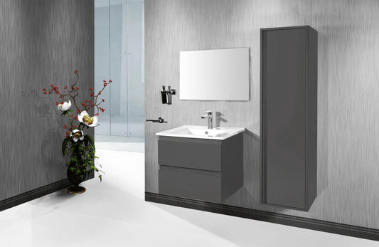 SaniSupreme® Monaco Badmeubel Onderkast 60 cm mat Grijs incl. Keramische wastafel