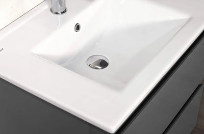 SaniSupreme® Monaco Badmeubel Onderkast 60 cm mat Grijs incl. Keramische wastafel