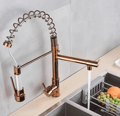 SaniSupreme Napoli Keukenkraan met LED Sproeikop en extra uitloop Koper