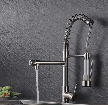 SaniSupreme Napoli Keukenkraan met LED Sproeikop en extra uitloop RVS