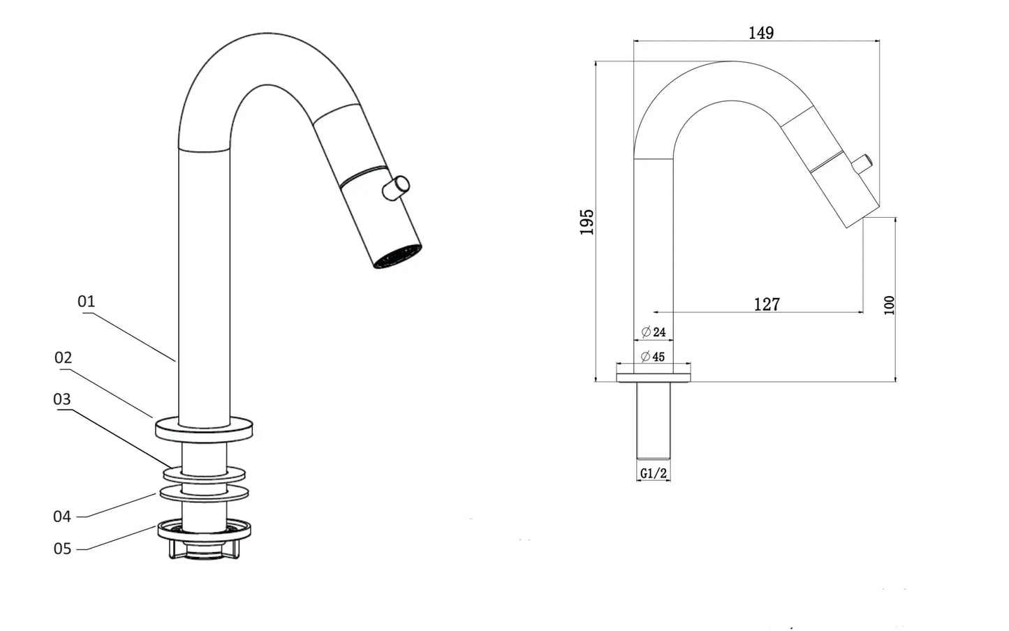 SaniSupreme Nordic koudwater kraan fonteinkraan toilet chroom glans