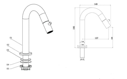 SaniSupreme Nordic koudwater kraan fonteinkraan toilet chroom glans