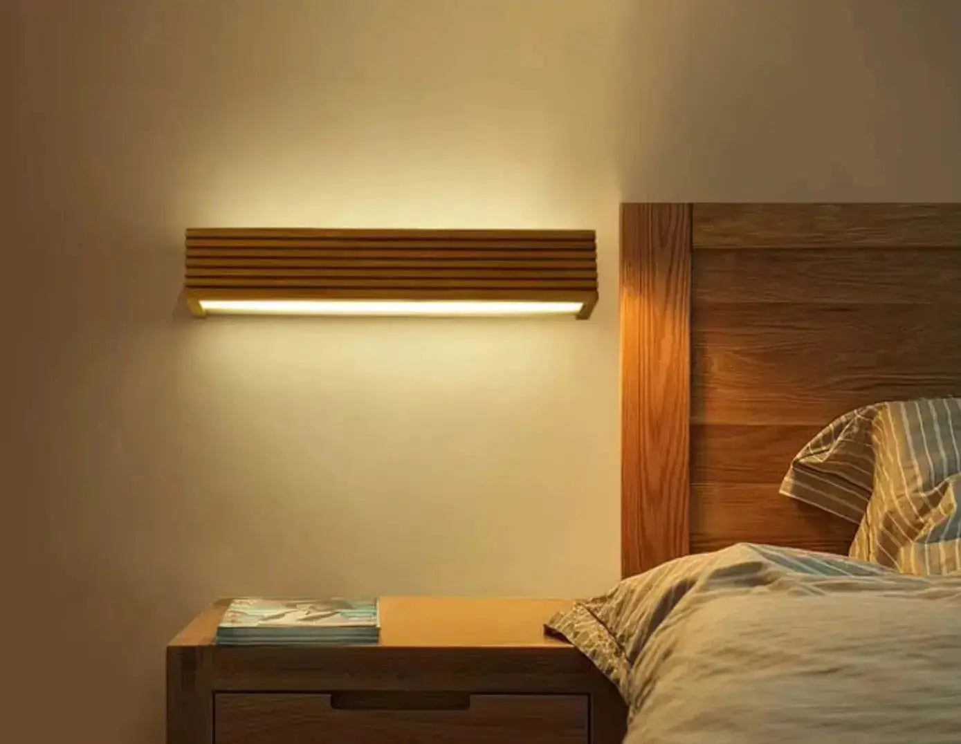 SaniSupreme Nordic Wandlamp Spiegellamp Hout warm licht 45 cm