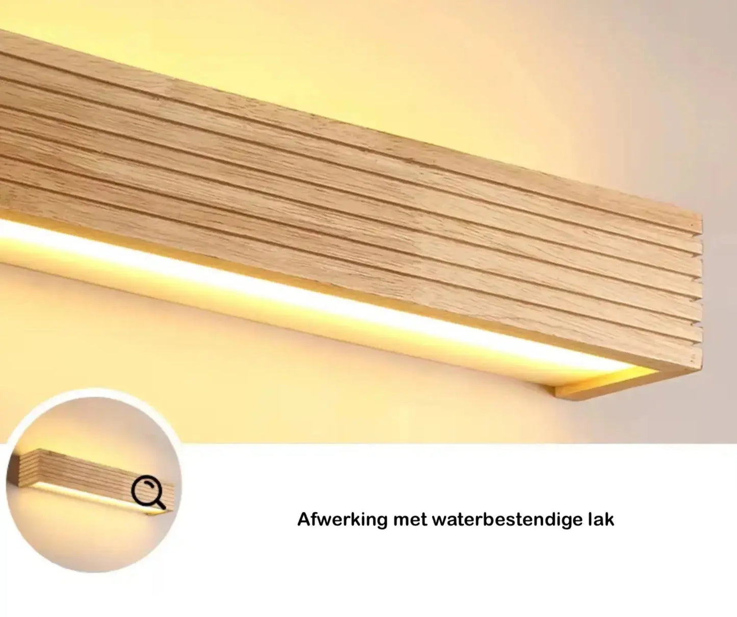 SaniSupreme Nordic Wandlamp Spiegellamp Hout warm licht 45 cm