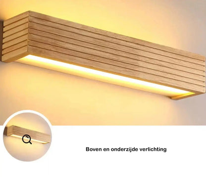 SaniSupreme Nordic Wandlamp Spiegellamp Hout warm licht 45 cm