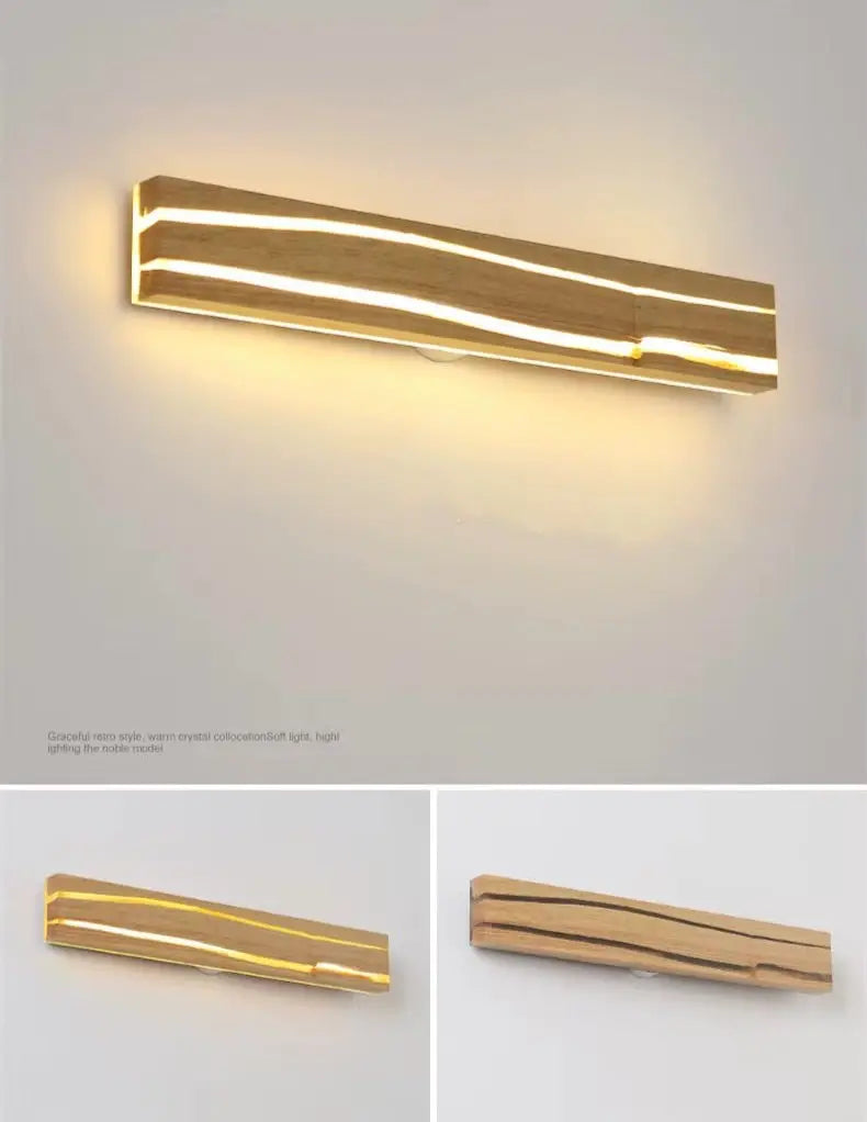 SaniSupreme NordicLux Wandlamp Spiegellamp Hout warm licht 50 cm.