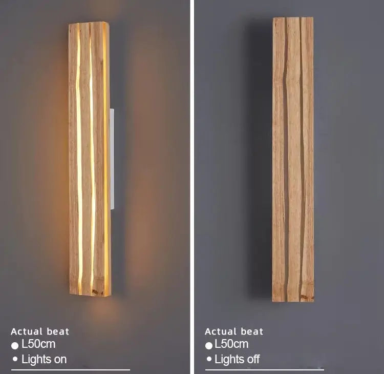 SaniSupreme NordicLux Wandlamp Spiegellamp Hout warm licht 50 cm.