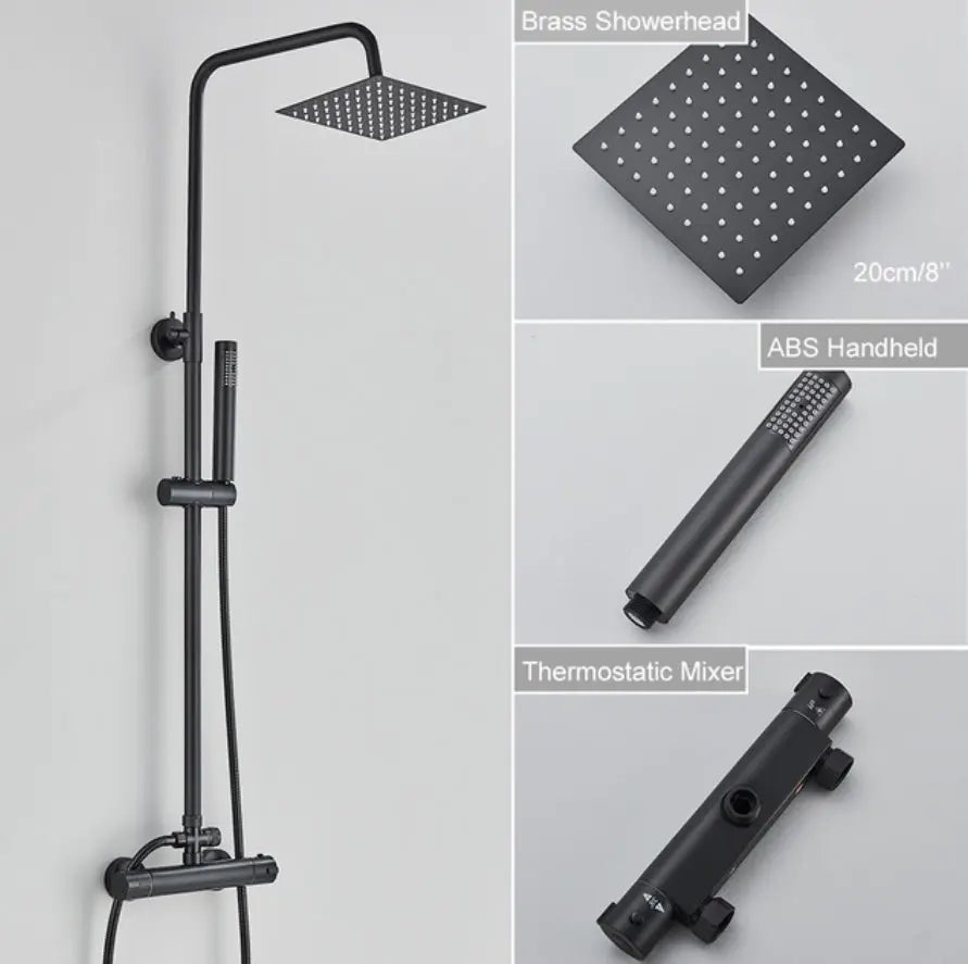 SaniSupreme Ohio opbouw bad doucheset 20 cm. regendouche mat zwart vierkante regendouche