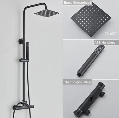 SaniSupreme Ohio opbouw bad doucheset 20 cm. regendouche mat zwart vierkante regendouche