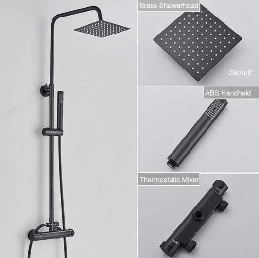 SaniSupreme Ohio opbouw bad doucheset 20 cm. regendouche mat zwart vierkante regendouche