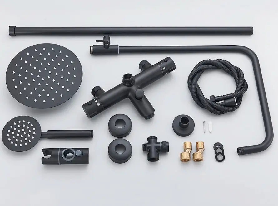 SaniSupreme Ohio opbouw bad doucheset 20 cm. regendouche mat zwart vierkante regendouche