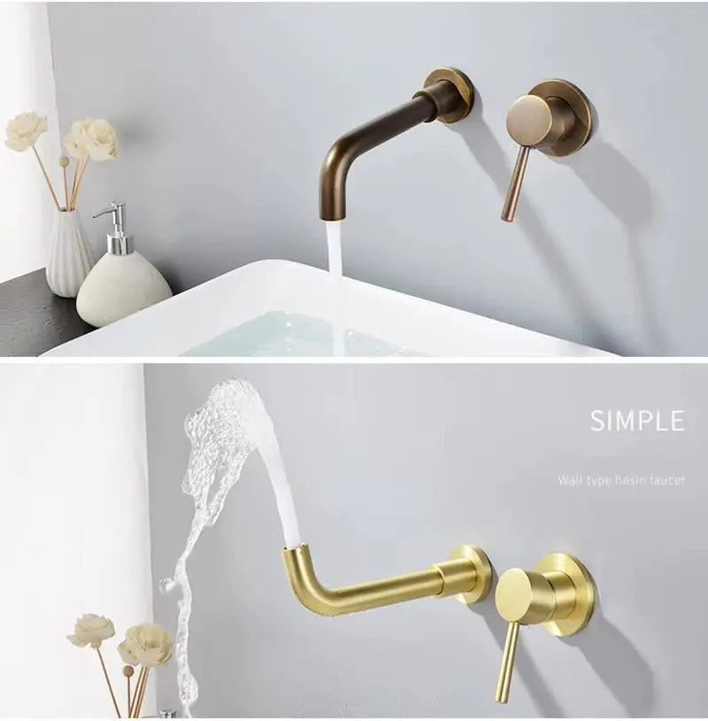 Sanisupreme Palermo Premium Premium Wastafel kraan inbouw 21 cm. met bedieningshandel goud geborsteld