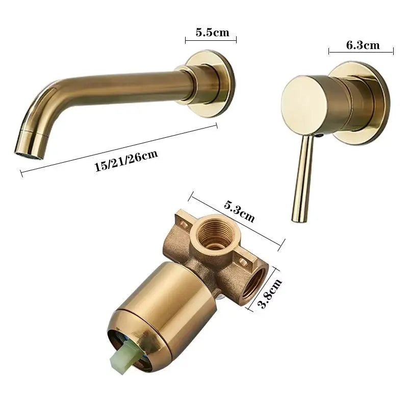 Sanisupreme Palermo Premium Premium Wastafel kraan inbouw 21 cm. met bedieningshandel goud geborsteld