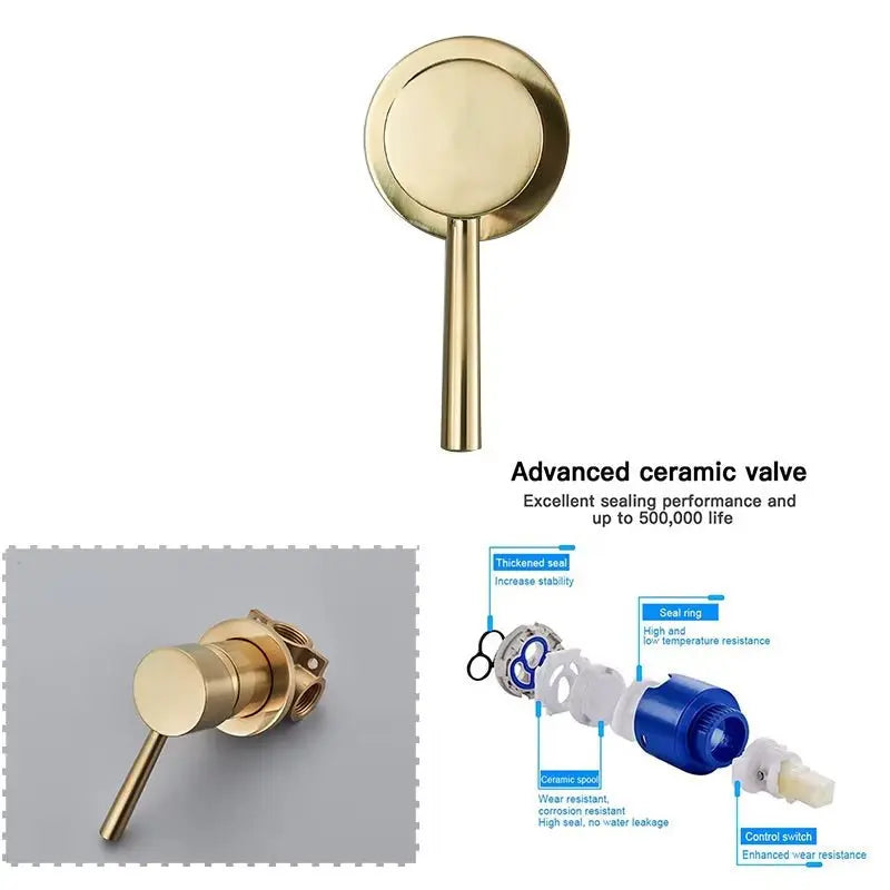 Sanisupreme Palermo Premium Premium Wastafel kraan inbouw 21 cm. met bedieningshandel goud geborsteld