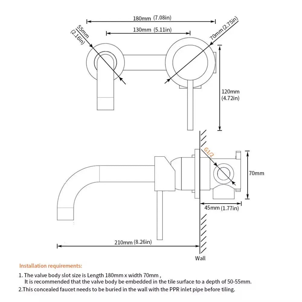 Sanisupreme Palermo Premium Premium Wastafel kraan inbouw 21 cm. met bedieningshandel goud geborsteld