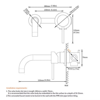 Sanisupreme Palermo Premium Premium Wastafel kraan inbouw 21 cm. met bedieningshandel goud geborsteld