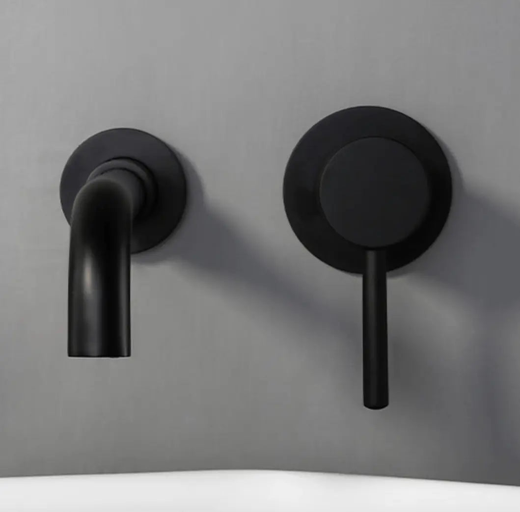 Sanisupreme Palermo Premium Wastafel kraan inbouw 21 cm. met bedieningshandel mat zwart