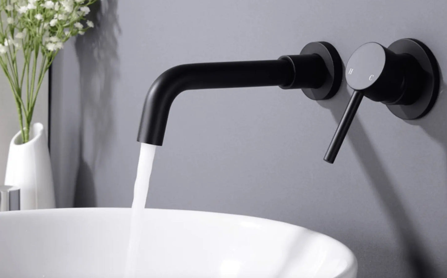 Sanisupreme Palermo Premium Wastafel kraan inbouw 21 cm. met bedieningshandel mat zwart