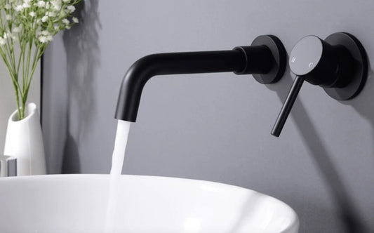 Sanisupreme Palermo Premium Wastafel kraan inbouw 21 cm. met bedieningshandel mat zwart