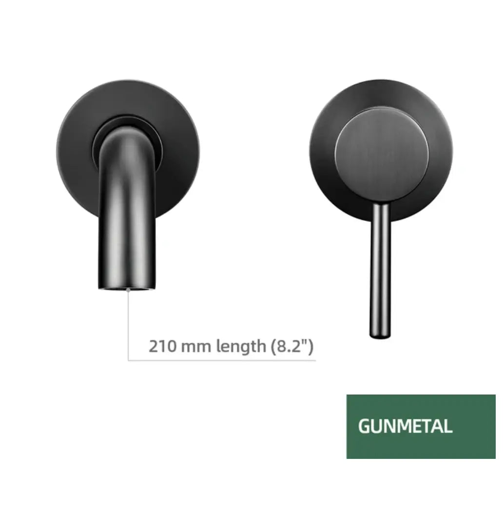 Sanisupreme Palermo Wastafel kraan inbouw 21 cm. met bedieningshandel Gun Metal grijs