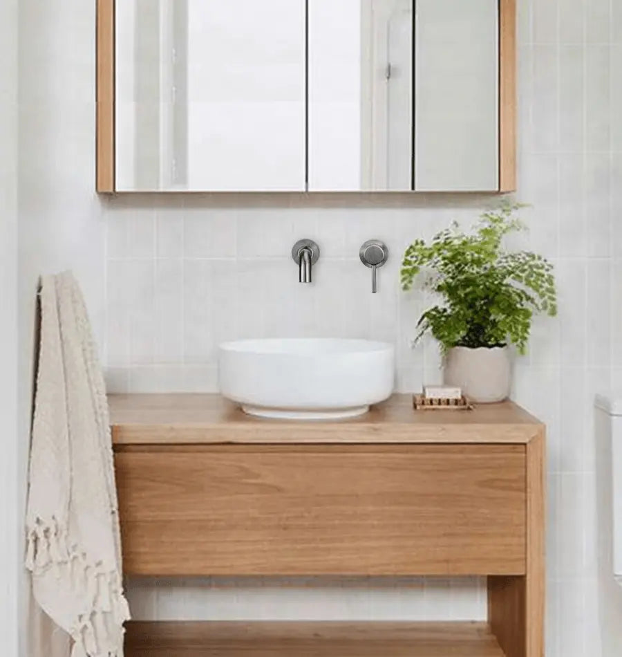 Sanisupreme Palermo Wastafel kraan inbouw 21 cm. met bedieningshandel Gun Metal grijs