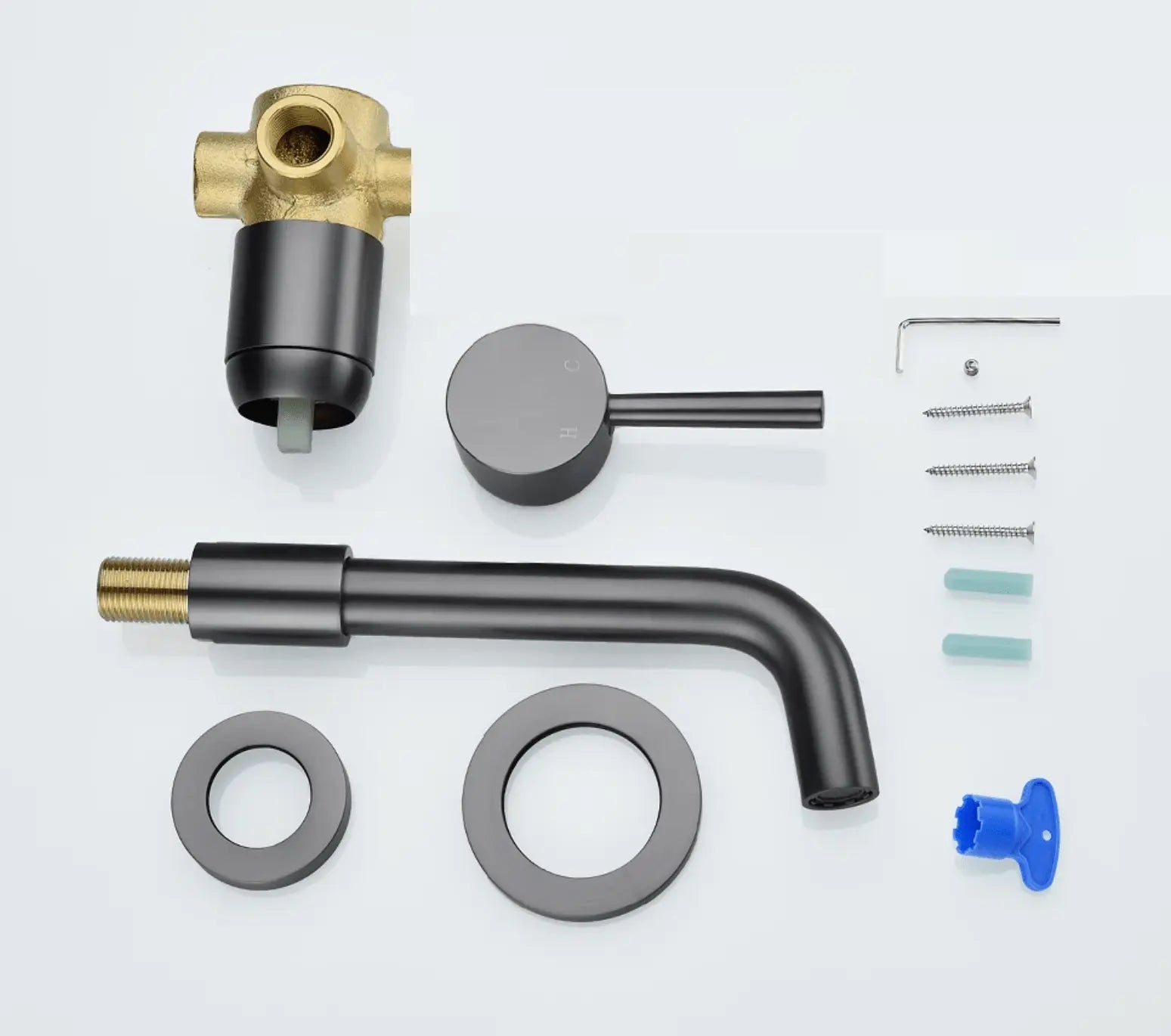 Sanisupreme Palermo Wastafel kraan inbouw 21 cm. met bedieningshandel Gun Metal grijs