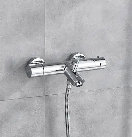 SaniSupreme Peru doucheset opbouw mengkraan 2 weg smal met ronde handdouche Chroom Glans