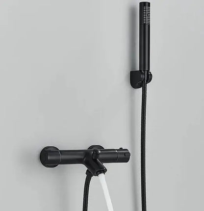 SaniSupreme Peru doucheset opbouw mengkraan 2 weg smal met staaf handdouche mat zwart