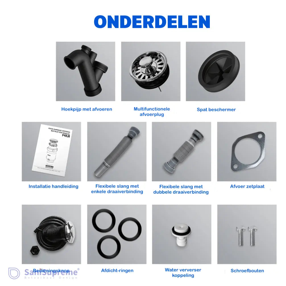 SaniSupreme® Premium Elektrische Gootsteenvermaler Voedselvermaler Keuken Gootsteen Zwart