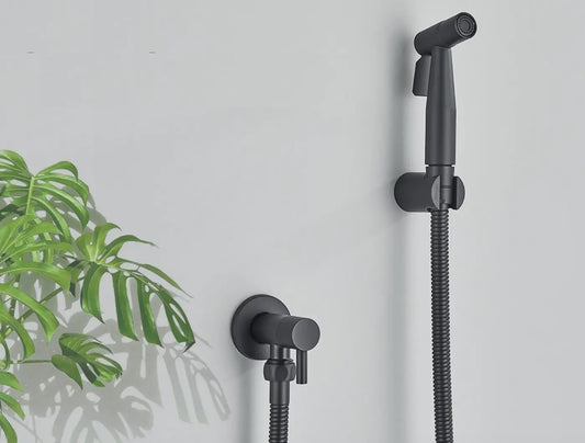 SaniSupreme ProLine Bidet handdouche komplete set mat zwart koud water