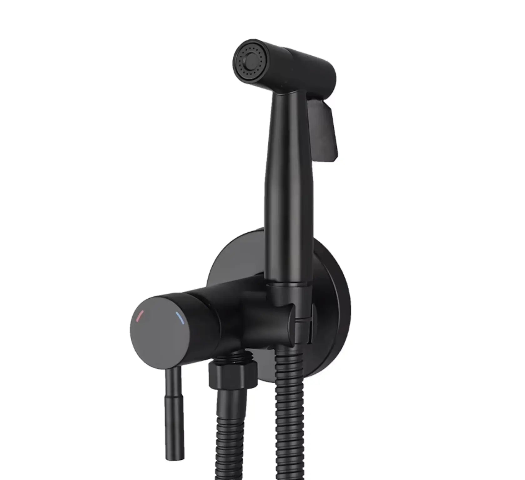 SaniSupreme ProLine Bidet handdouche komplete set mat zwart warm en koud water mengkraan