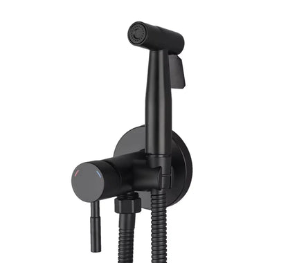 SaniSupreme ProLine Bidet handdouche komplete set mat zwart warm en koud water mengkraan